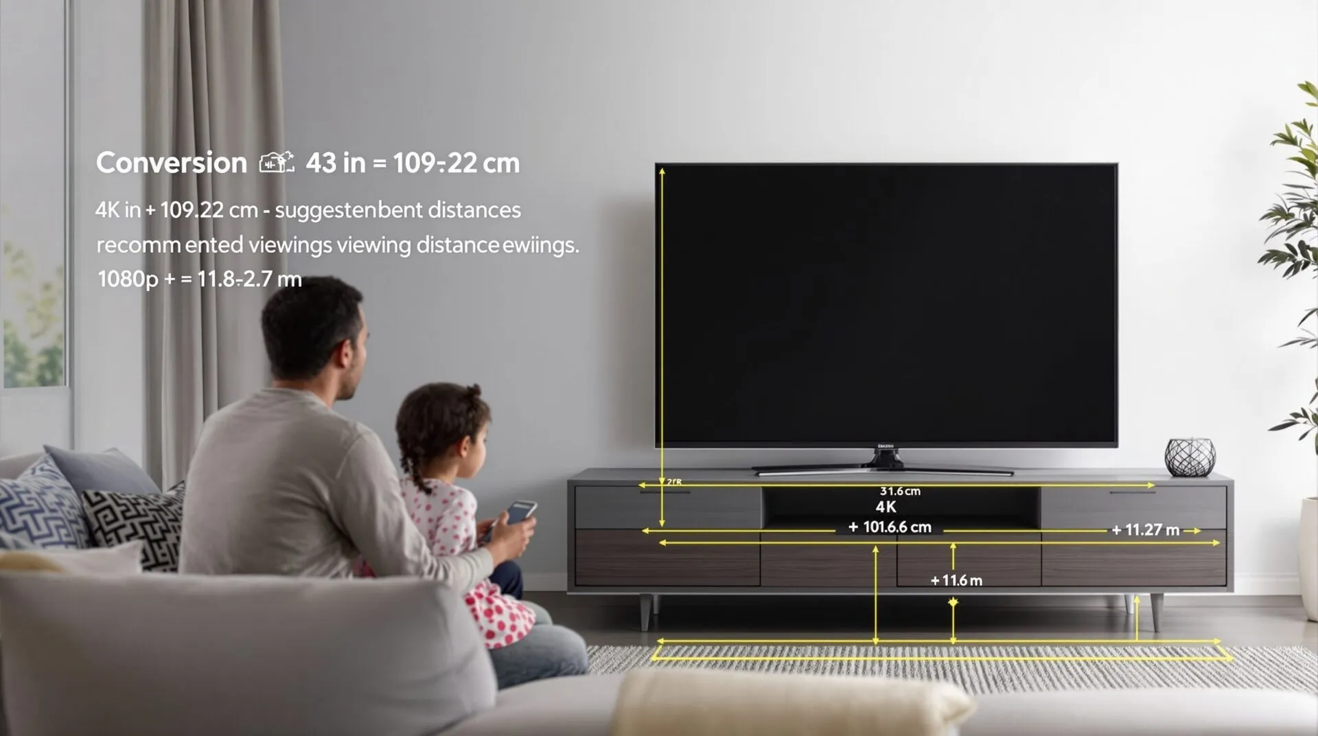 43 Pouces en cm : la conversion exacte et le recul recommandé ?