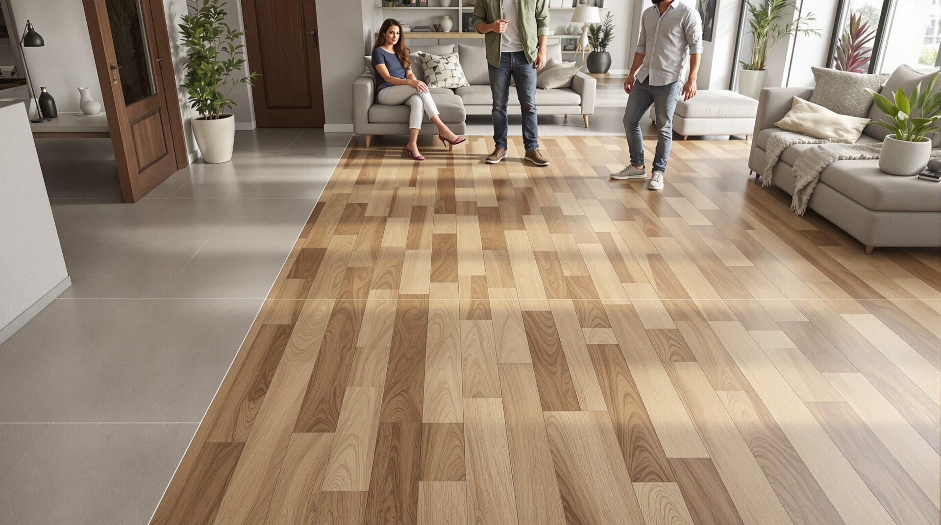 associer carrelage et parquet
