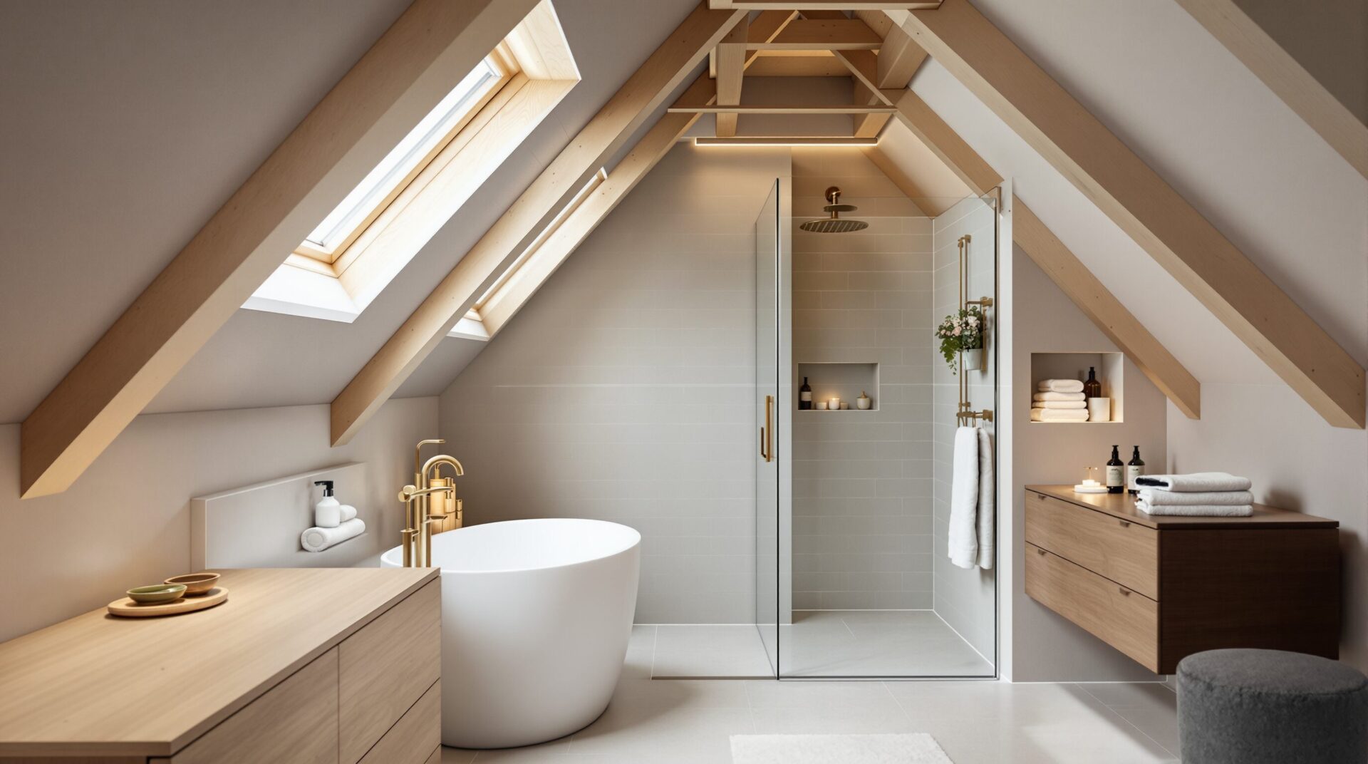 Salle de bain mansardée : les 10 photos d’inspiration pour optimiser l’espace