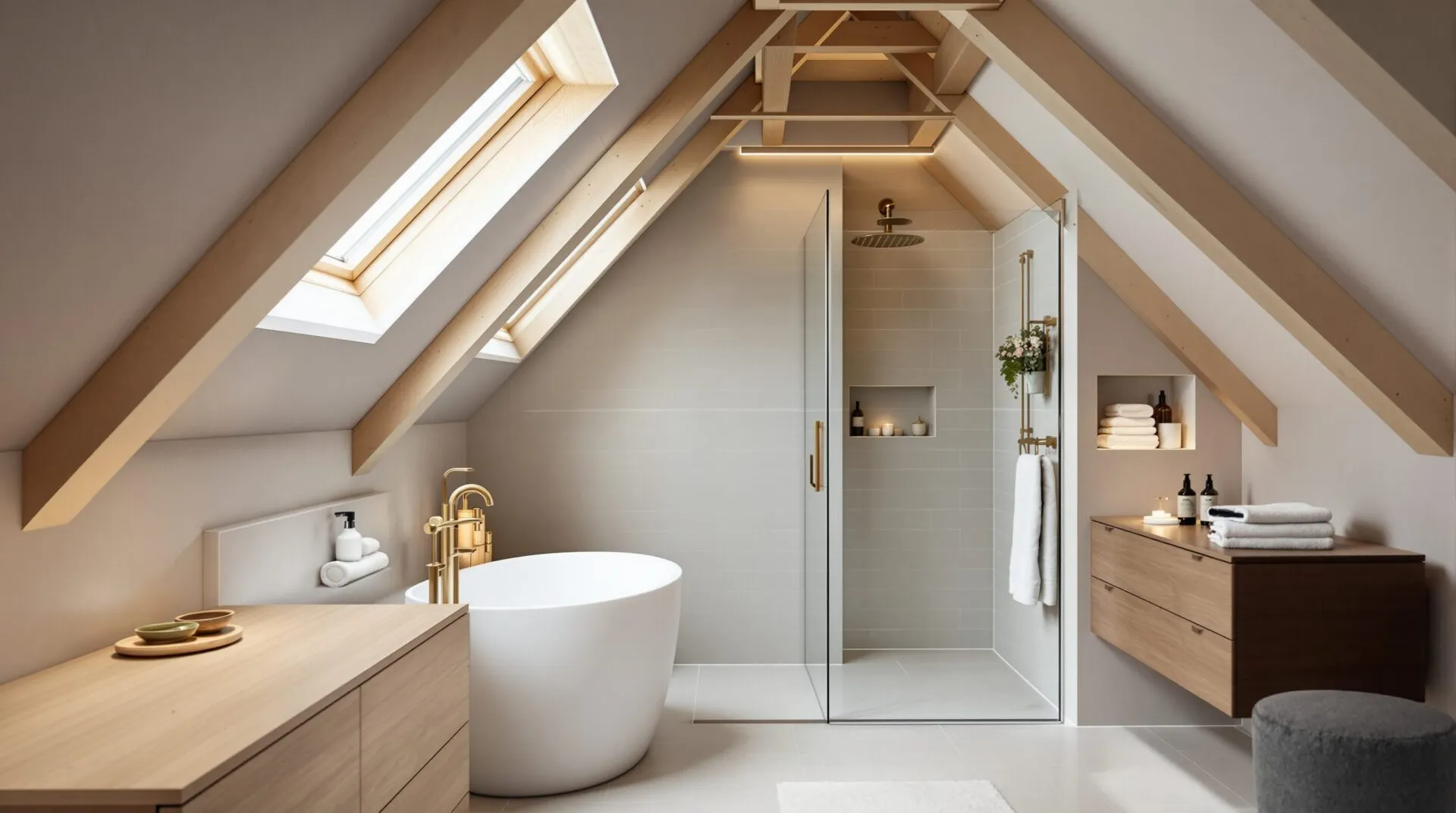 Salle de bain mansardée : les 10 photos d’inspiration pour optimiser l’espace