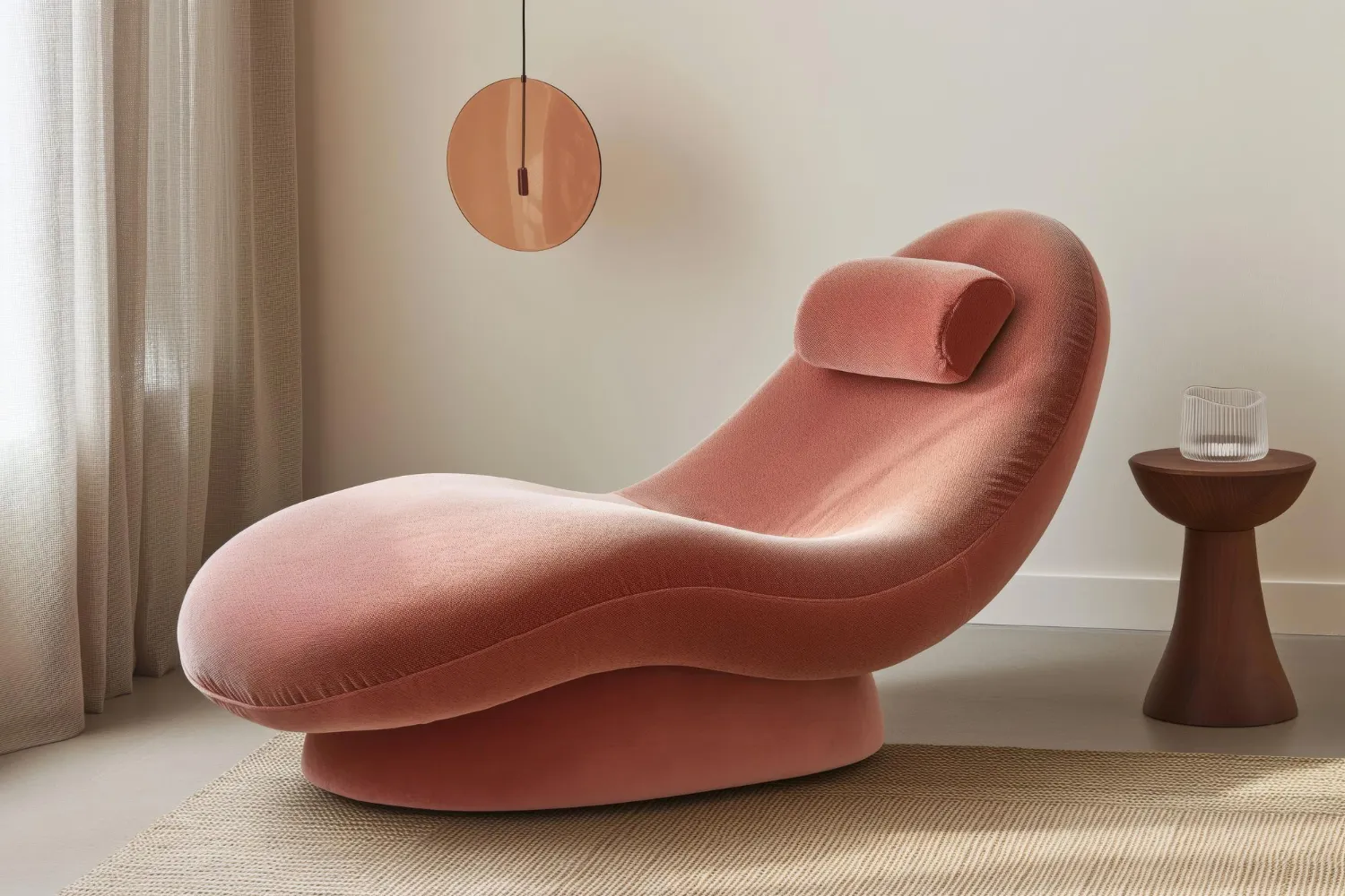 Chaise lounge contemporaine avec un design minimaliste dans un espace de vie chic