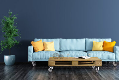 intérieur maison en bleu avec capané