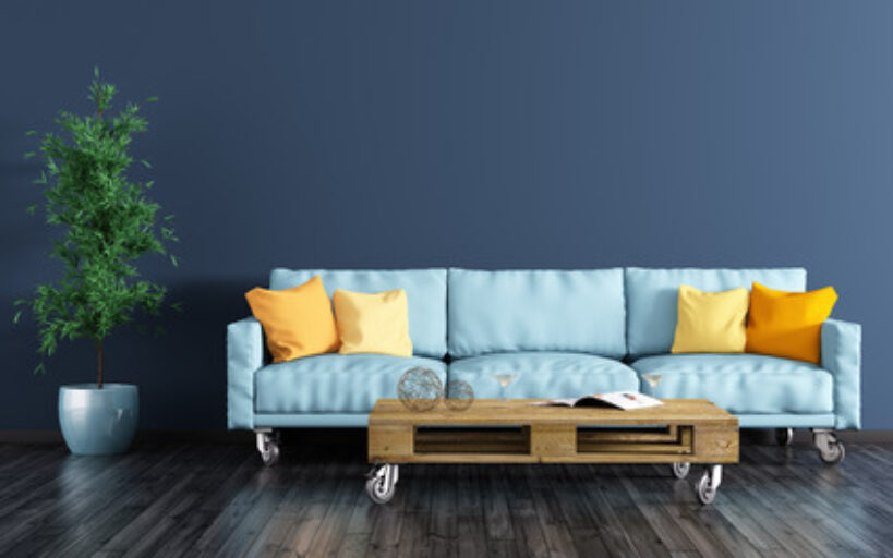 intérieur maison en bleu avec capané