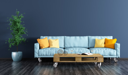intérieur maison en bleu avec capané