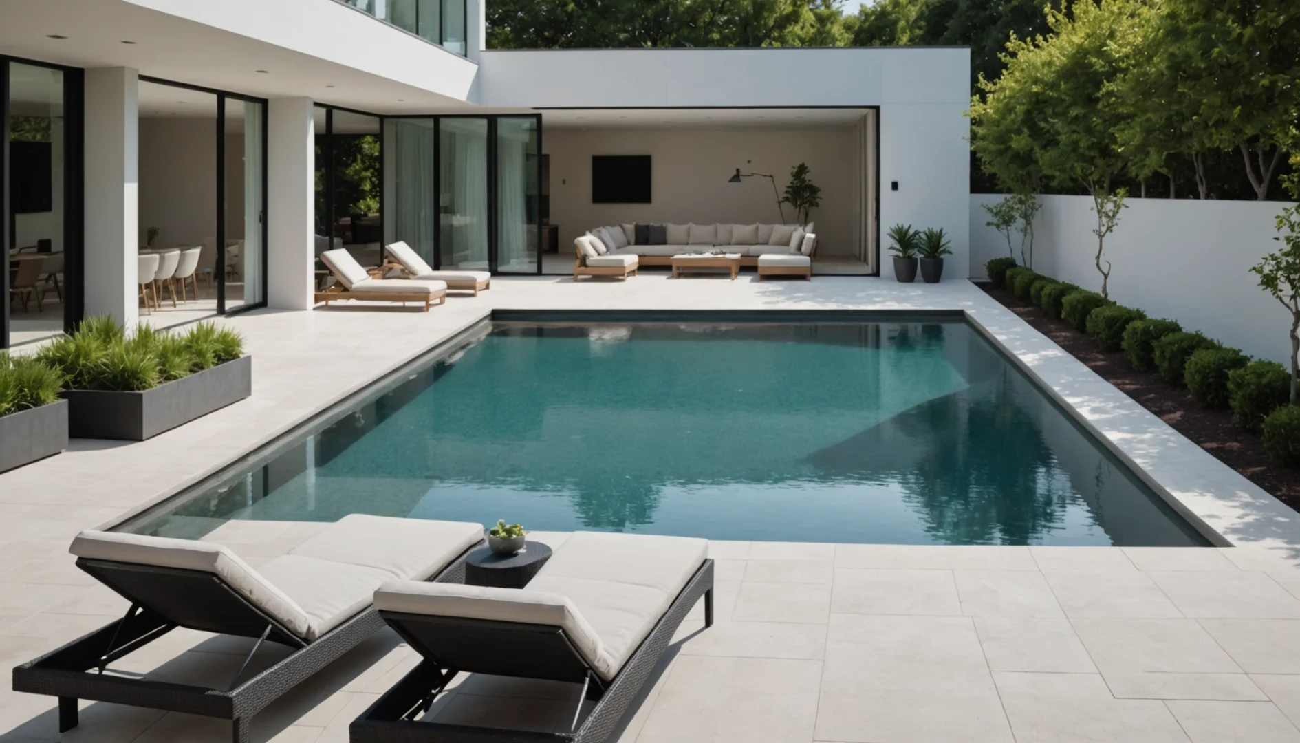 piscine intégrée dans la terrasse