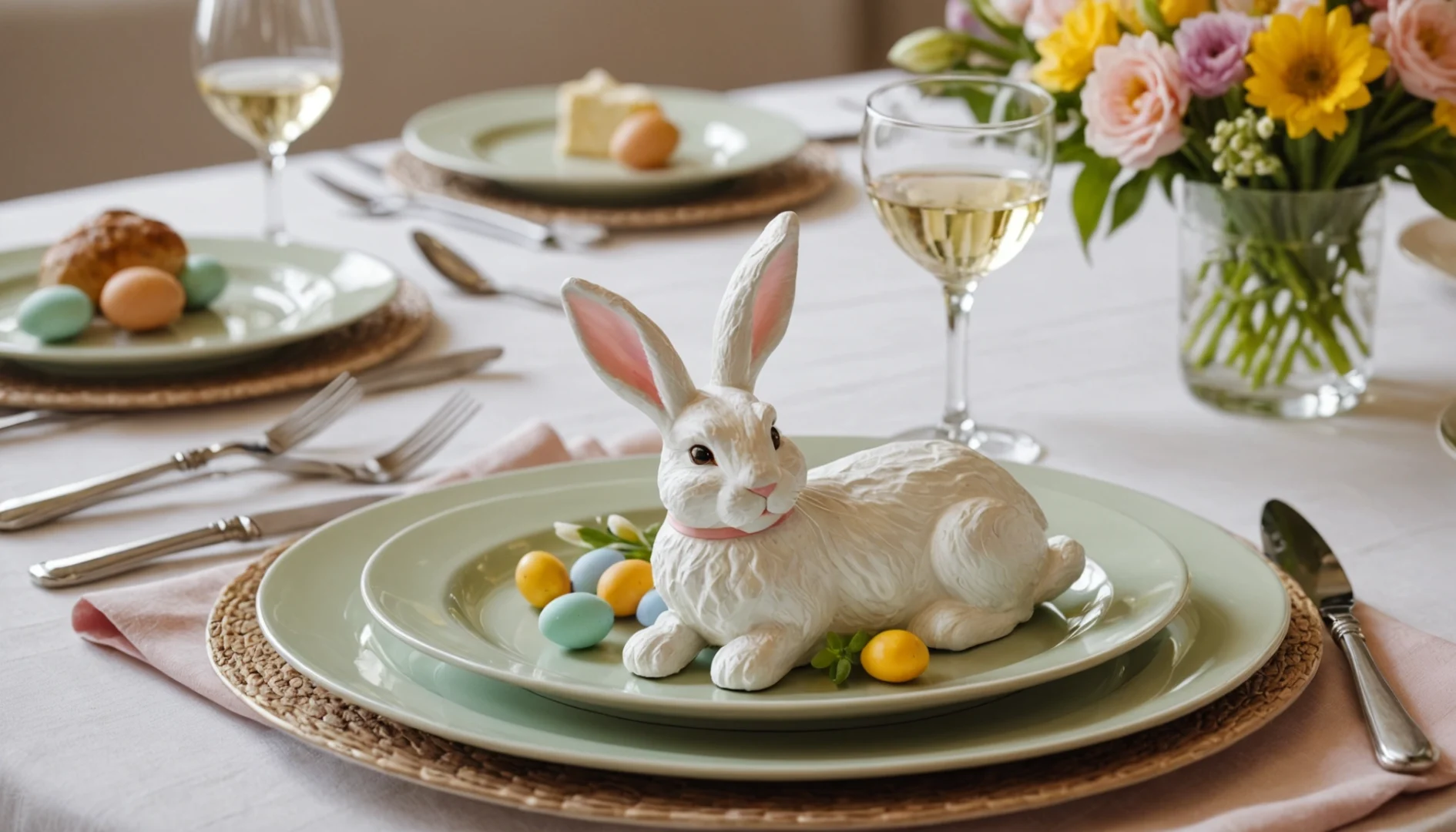 pliage de serviette en forme de lapin