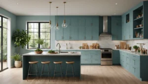 cuisine peinture bleu canard
