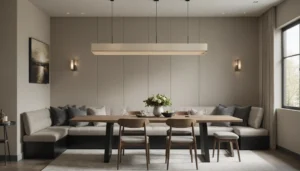 salle à manger avec banc contre le mur