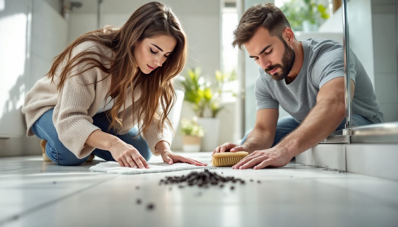 petit vers noir salle de bain