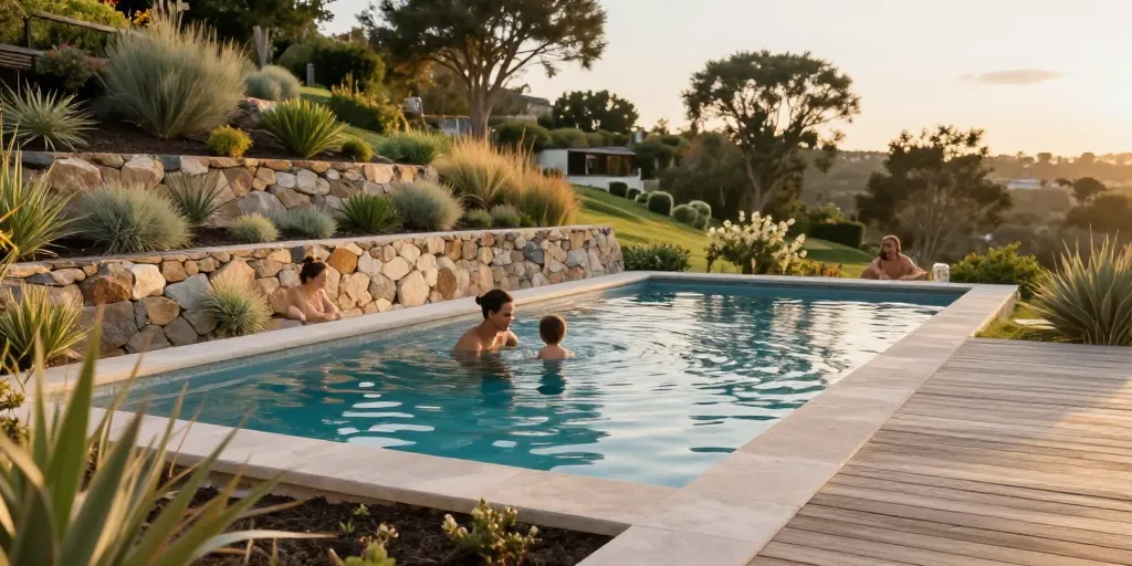 piscine terrain en pente douce