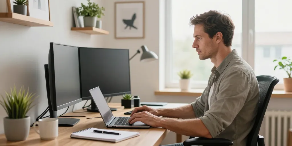 bureau télétravail ergonomique