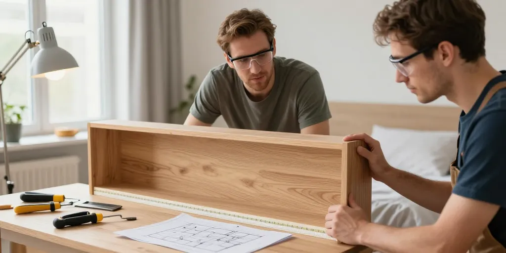 fabriquer une tete de lit en bois avec rangement