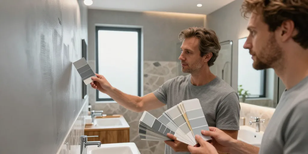 salle de bain peinte en gris