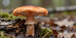 champignon orange sur bois mort