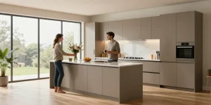 cuisine taupe et blanc