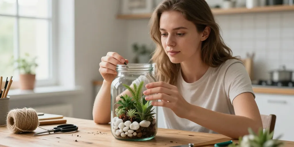 idee deco bricolage avec bocal en verre