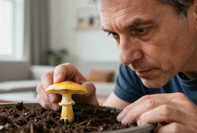 champignon qui pousse dans le terreau