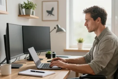 bureau télétravail ergonomique