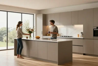 cuisine taupe et blanc