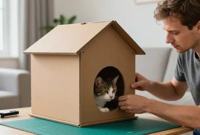 fabriquer maison pour chat en carton facile