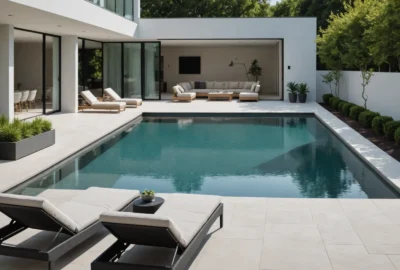 piscine intégrée dans la terrasse