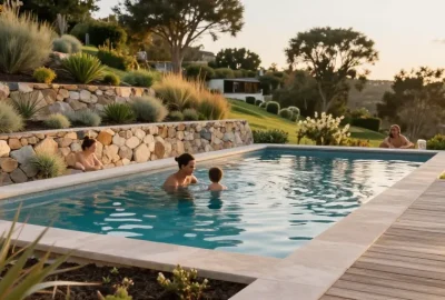 piscine terrain en pente douce